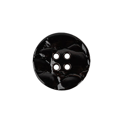 Italian Glossy Midnight Brown Abstract Molded 4-Hole Faux Leather Button - 32L/20mm