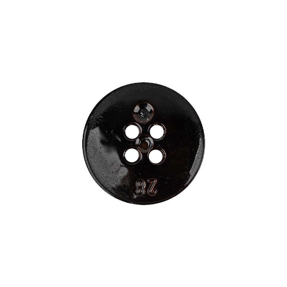 Italian Glossy Midnight Brown Abstract Molded 4-Hole Faux Leather Button - 28L/18mm Detail
