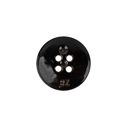 Italian Glossy Midnight Brown Abstract Molded 4-Hole Faux Leather Button - 28L/18mm Detail