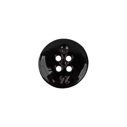 Italian Glossy Midnight Brown Abstract Molded 4-Hole Faux Leather Button - 24L/15mm Detail