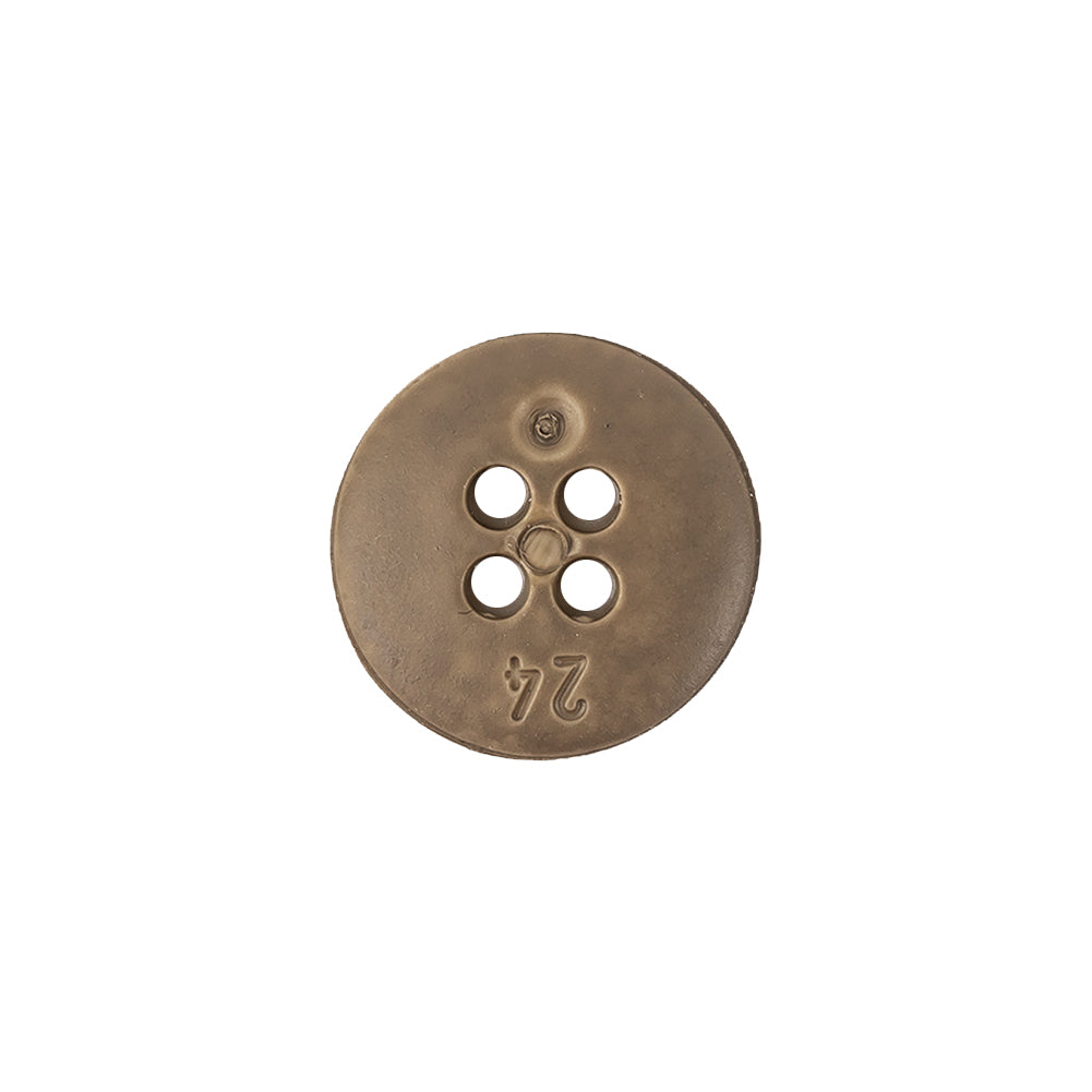 Italian Matte Khaki Abstract Molded 4-Hole Faux Leather Button - 24L/15mm Detail