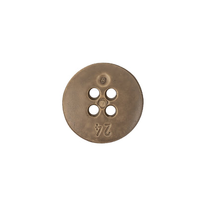 Italian Matte Khaki Abstract Molded 4-Hole Faux Leather Button - 24L/15mm Detail