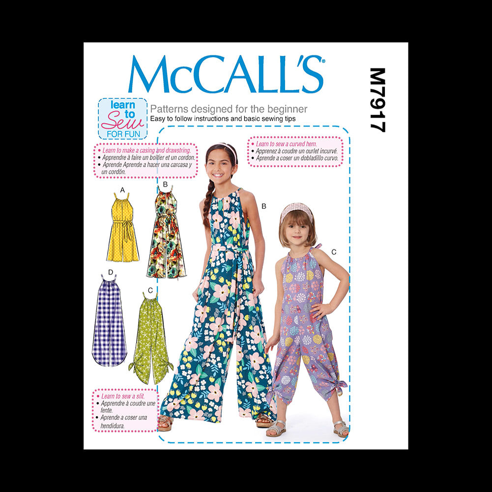 McCall's Girls' Jumpsuit and Romper Pattern M7917 Size CCE (3-4-5-6)