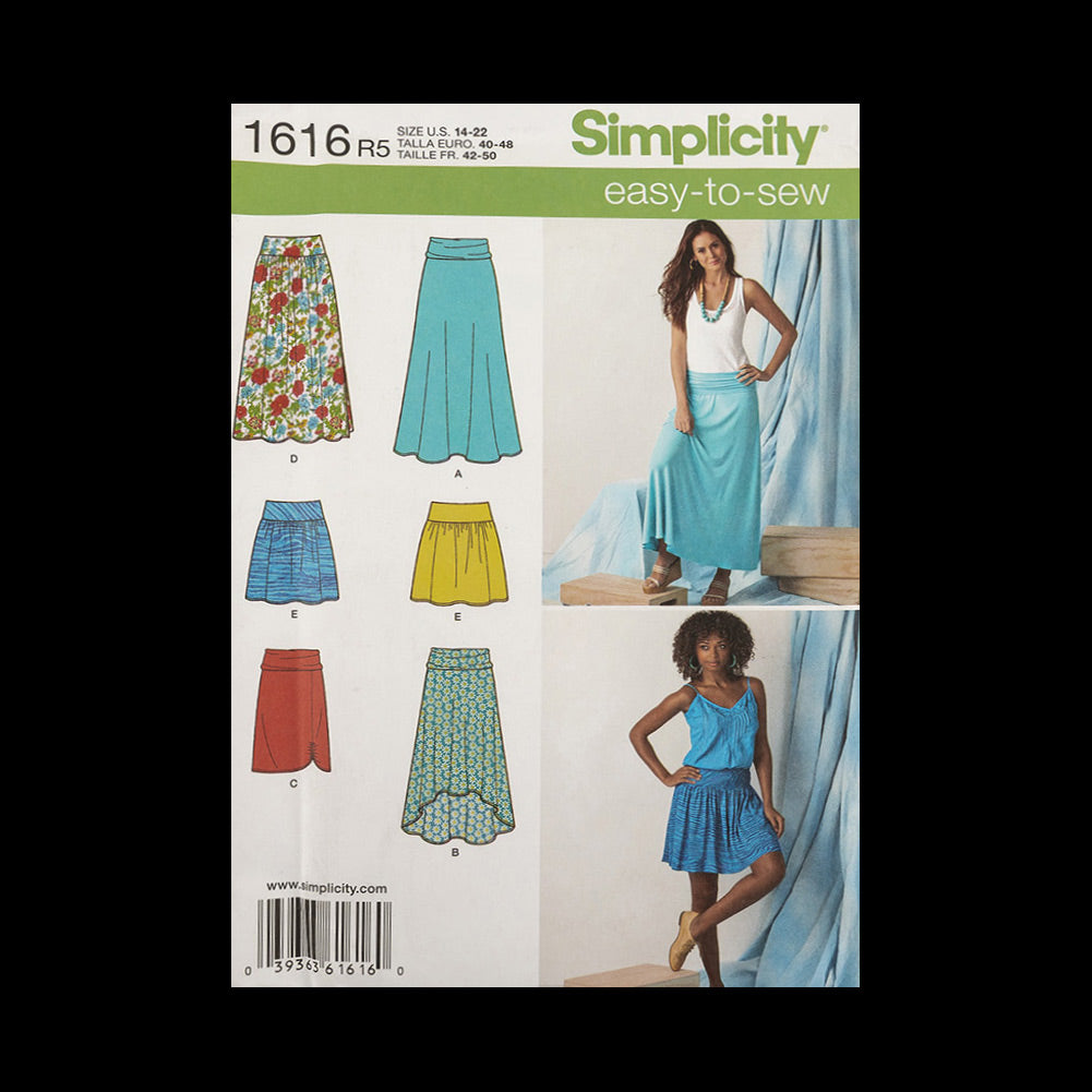 Simplicity Misses' Knit and Woven Skirts Pattern 1616 Size R5 US 14-22