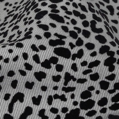 Gray and Black Cheetah Patterned Flocked Stretch Cotton Twill Detail