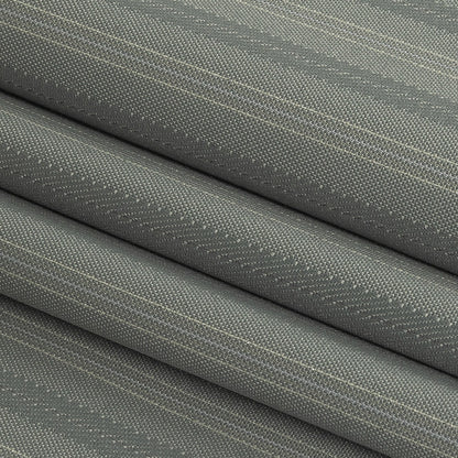 Cool Gray Satin-Faced Twill Stripes Stretch Polyester Suiting with Metallic White Pinstripes Folded