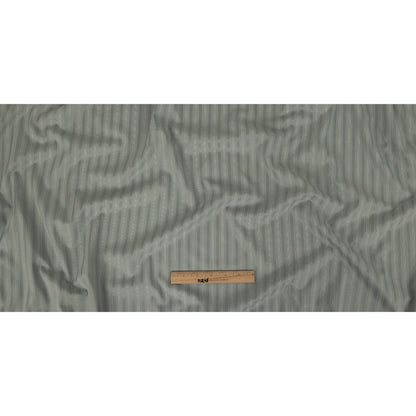 Cool Gray Satin-Faced Twill Stripes Stretch Polyester Suiting with Metallic White Pinstripes Full