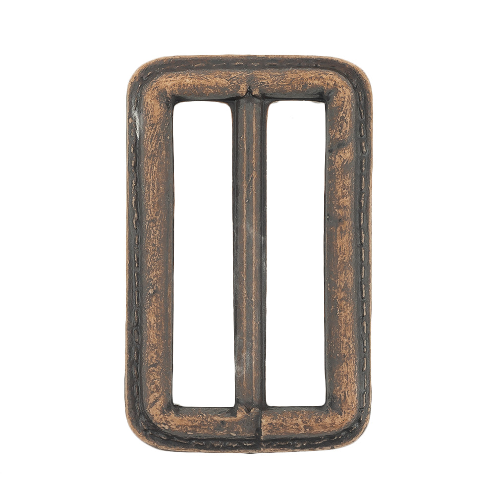 Italian Rugged Brown Faux Leather Slider - 2.5" L x 1.5" W