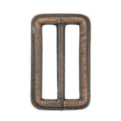 Italian Rugged Brown Faux Leather Slider - 2.5" L x 1.5" W