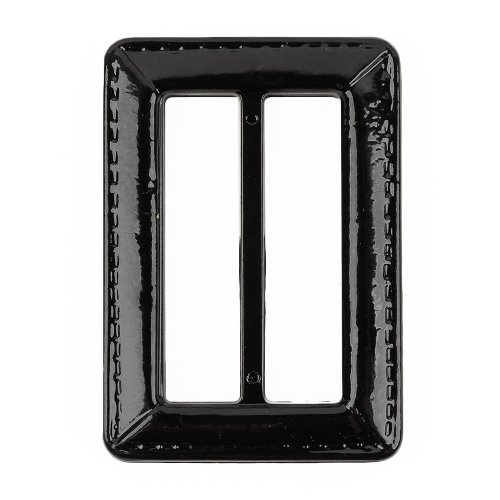 Italian Black Faux Leather Slider - 2.625" L x 1.875" W Detail