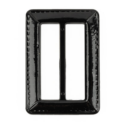 Italian Black Faux Leather Slider - 2.625" L x 1.875" W Detail