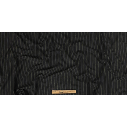 Liz Claiborne Jet Black and Beige Pinstriped Stretch Polyester Suiting Full