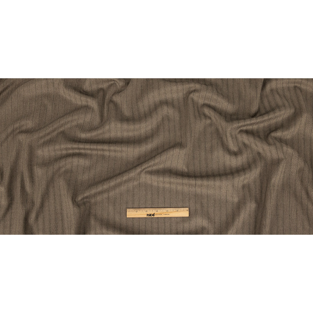 Brown and Chinchilla Metallic Herringbone Striped Polyester Suiting Full