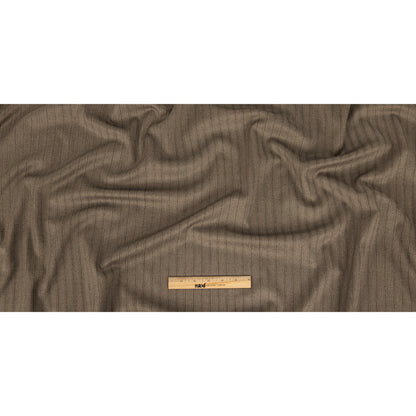 Brown and Chinchilla Metallic Herringbone Striped Polyester Suiting Full