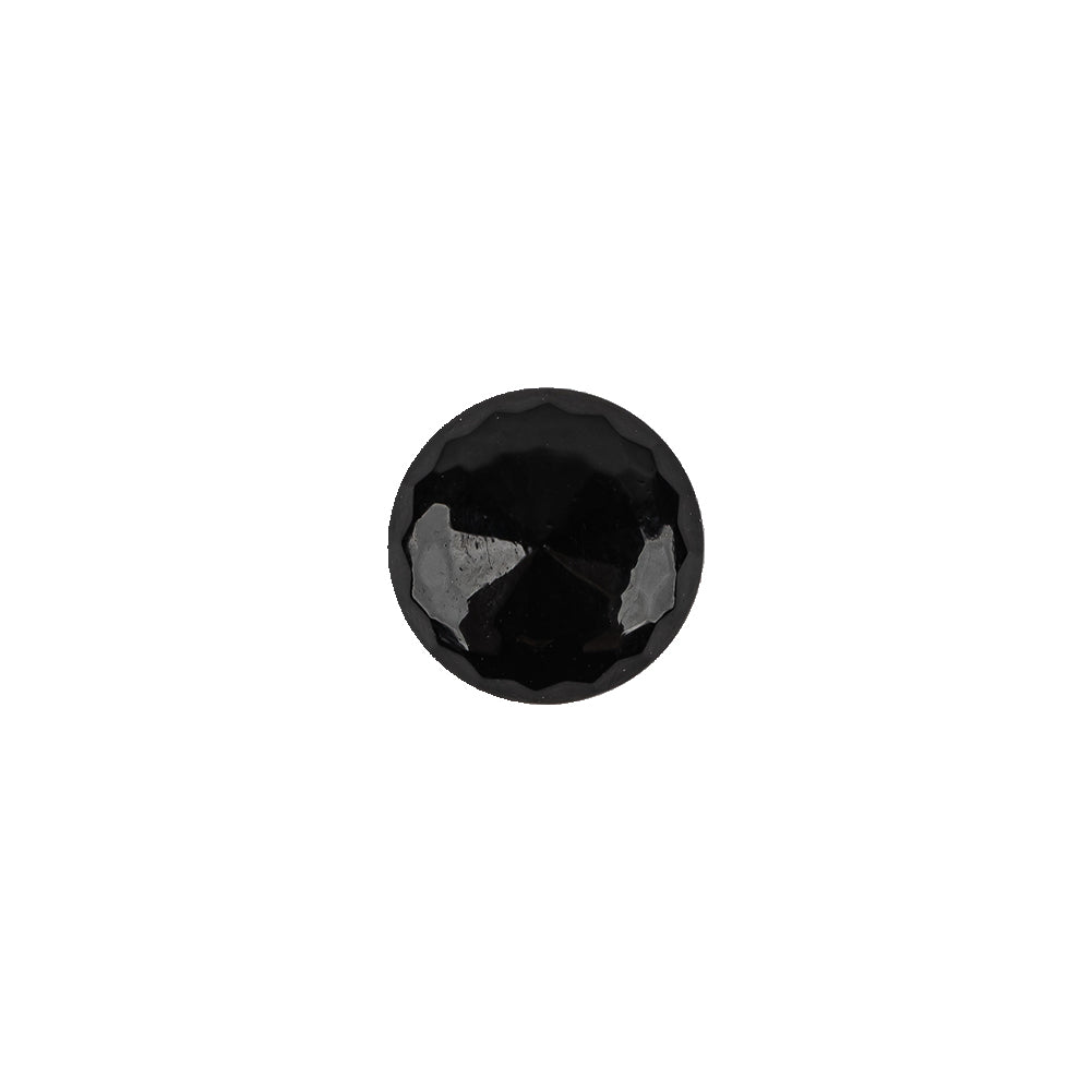 Black Faceted Shank Back Glass Button - 17L/10.5mm