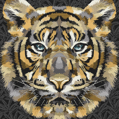 French Charcoal and Sand Bengal Tiger Chief Oversized Square Patch - 18.875" Detail