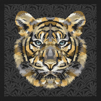 French Charcoal and Sand Bengal Tiger Chief Oversized Square Patch - 18.875"