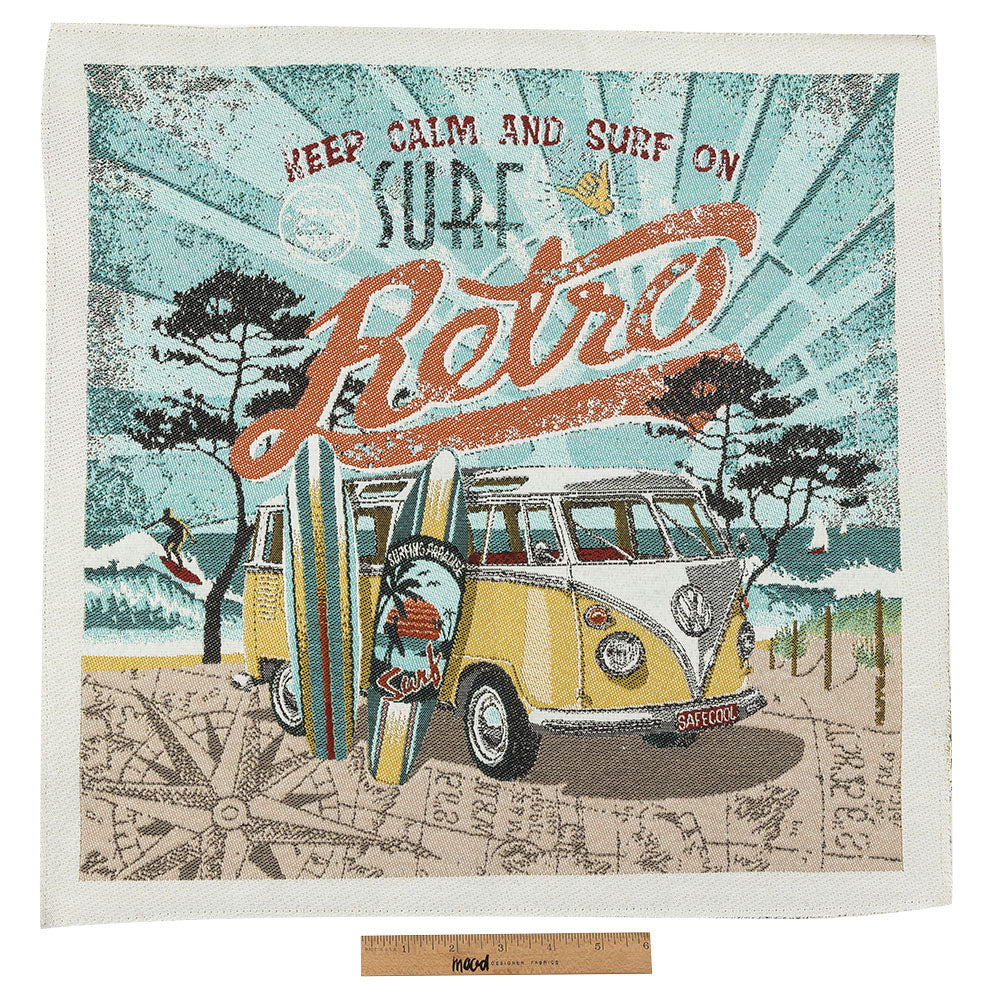 French Mustard, Seafoam and Sand Surf's Up Oversized Square Patch - 18.875" Full