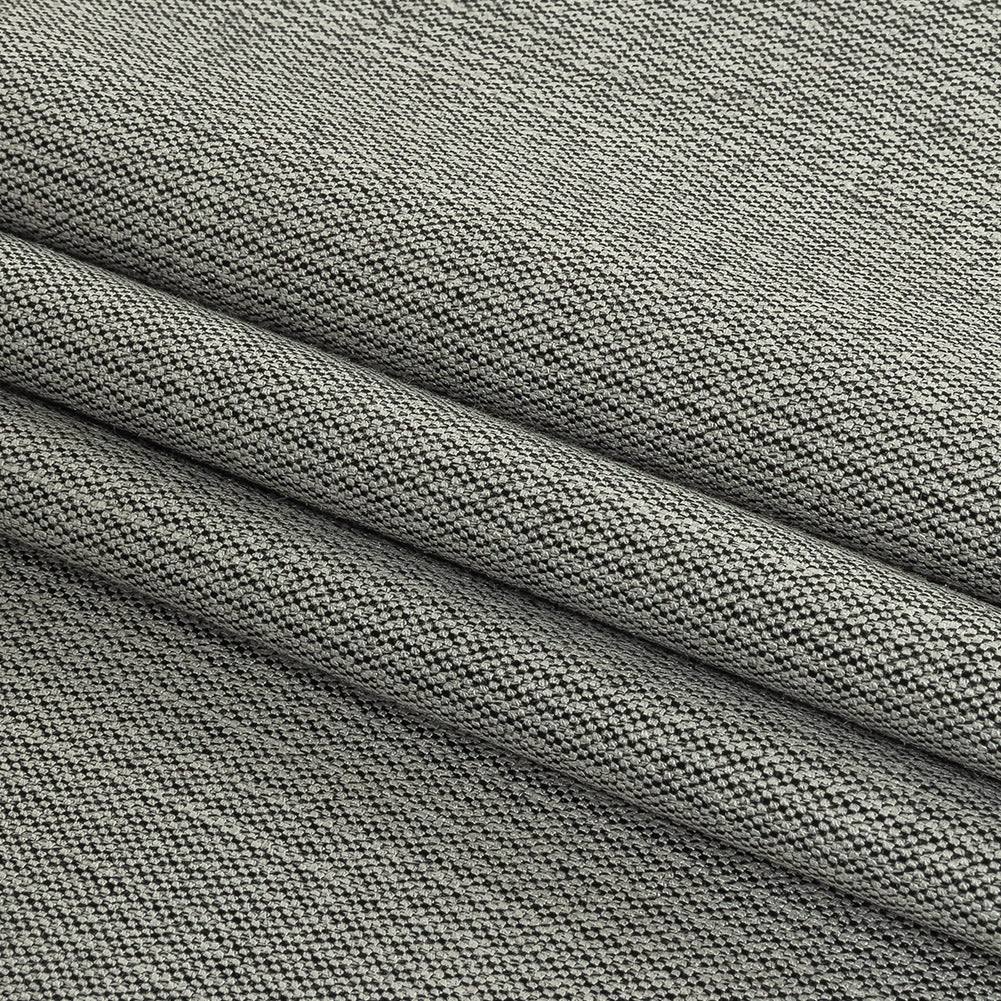 Black and Blanc de Blanc Railroad Striped Stretch Blended Wool Suiting Folded