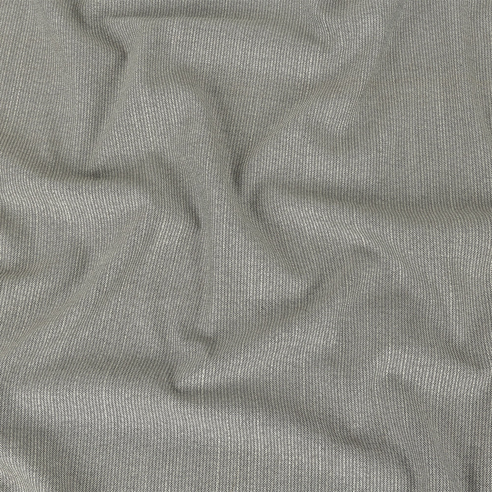 Black and Blanc de Blanc Railroad Striped Stretch Blended Wool Suiting