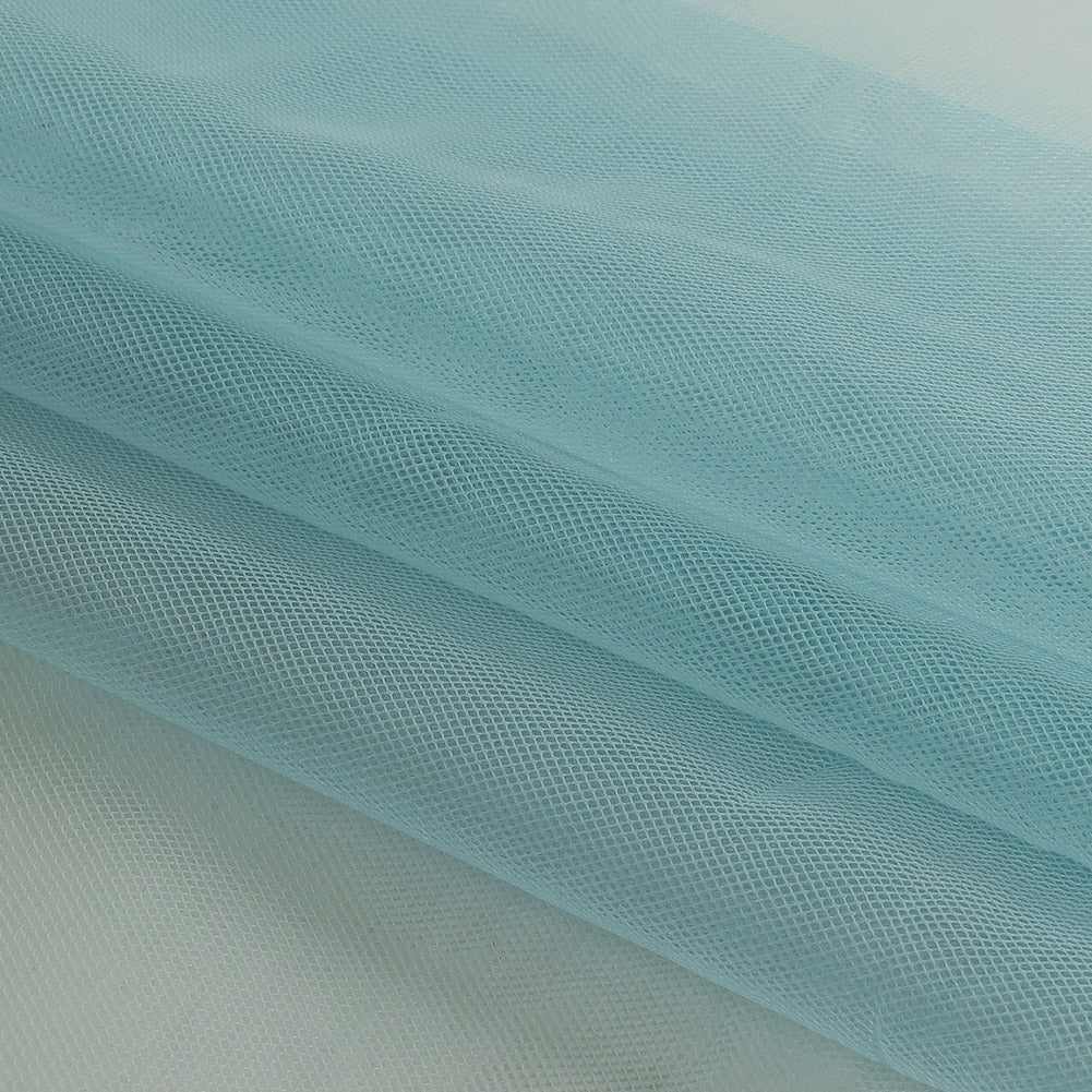 Sky Blue Polyester Stretch Mesh Folded