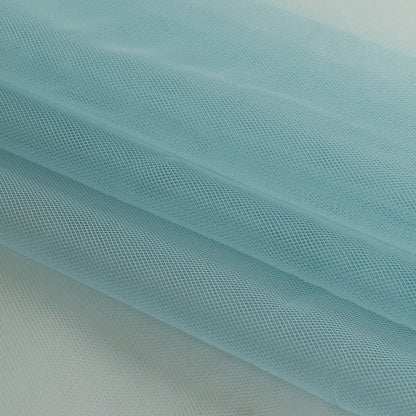 Sky Blue Polyester Stretch Mesh Folded