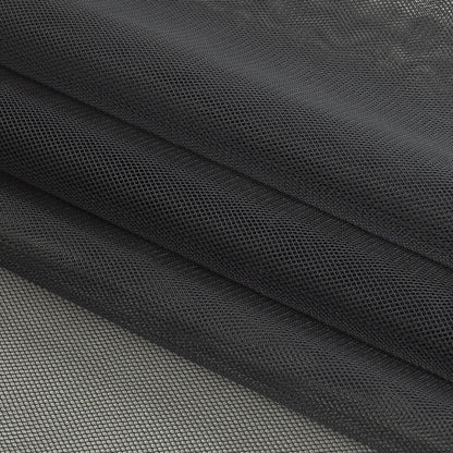 Slate Polyester Stretch Mesh Folded