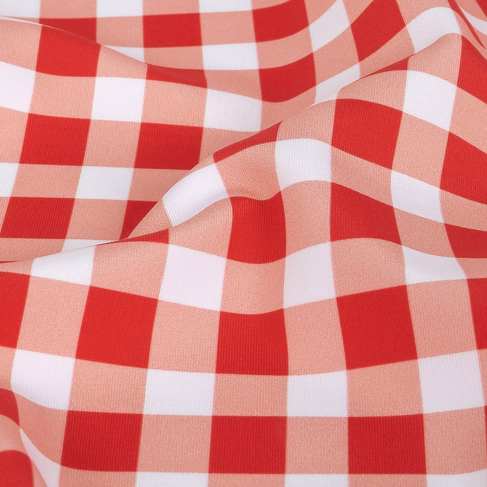 Compression Swimwear Tricot, UV Protective with Aloe Vera Microcapsules - Red and White Checkered - Caye Collection