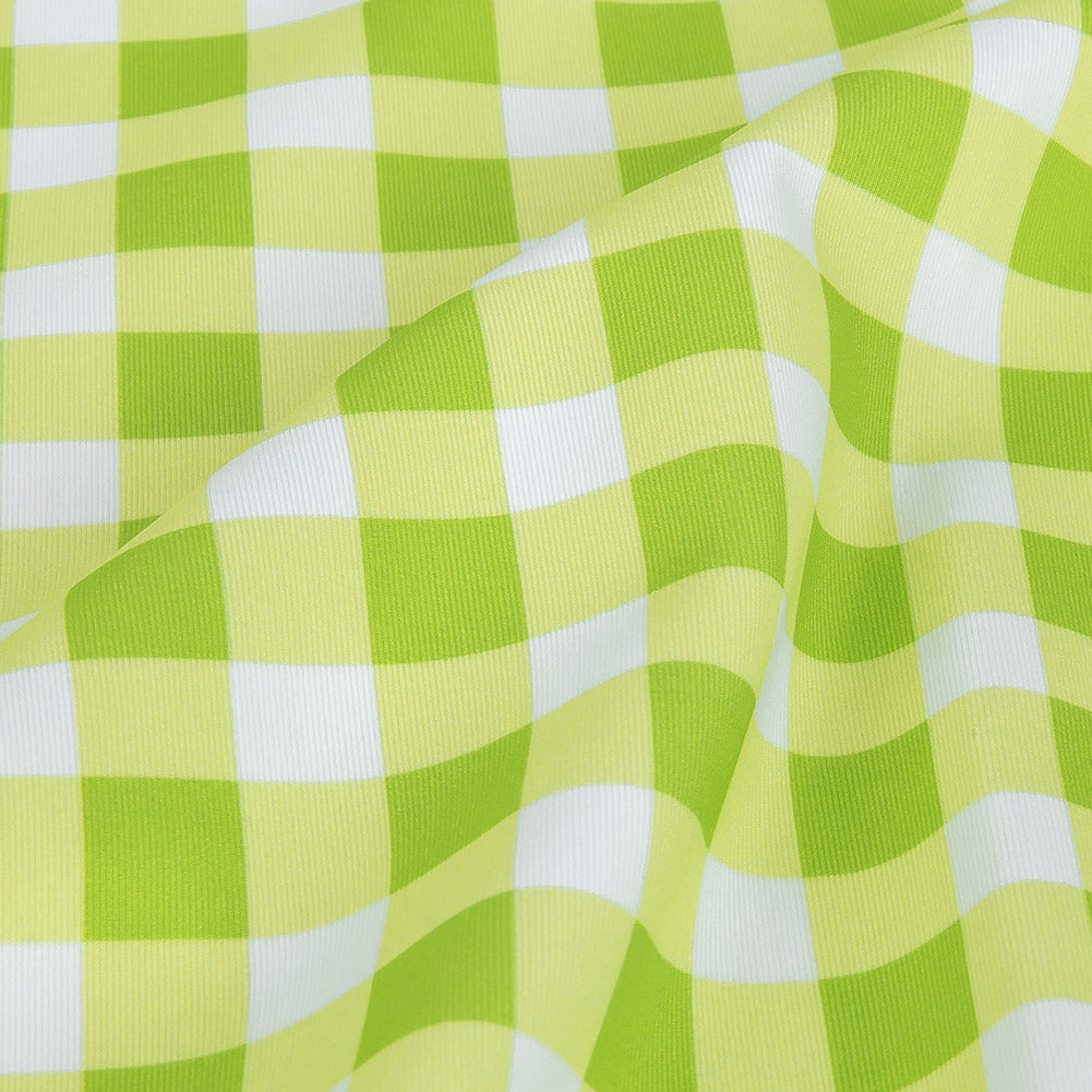 Traje de baño de compresión de tricot, con protección UV y microcápsulas de aloe vera - Cuadros lima y blancos - Colección Caye