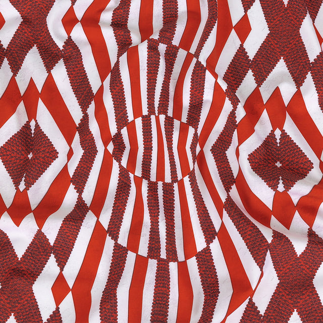 Compression Swimwear Tricot, UV Protective with Aloe Vera Microcapsules - Aurura Red and Burgundy Geometric - Caye Collection