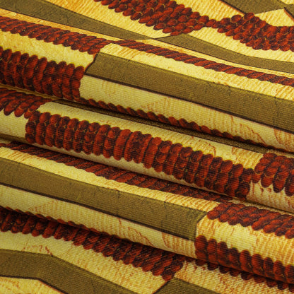 Compression Swimwear Tricot, UV Protective with Aloe Vera Microcapsules - Yellow, Olive and Mahogany Geometric - Caye Collection