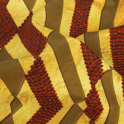 Compression Swimwear Tricot, UV Protective with Aloe Vera Microcapsules - Yellow, Olive and Mahogany Geometric - Caye Collection