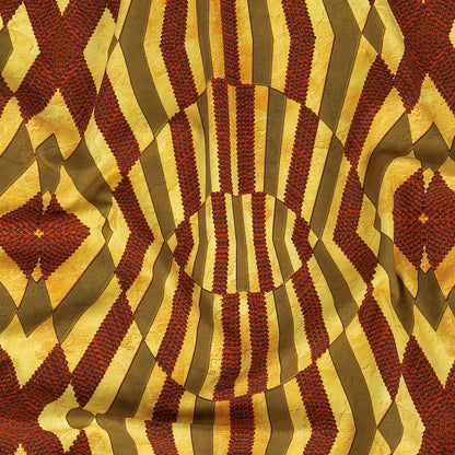 Compression Swimwear Tricot, UV Protective with Aloe Vera Microcapsules - Yellow, Olive and Mahogany Geometric - Caye Collection