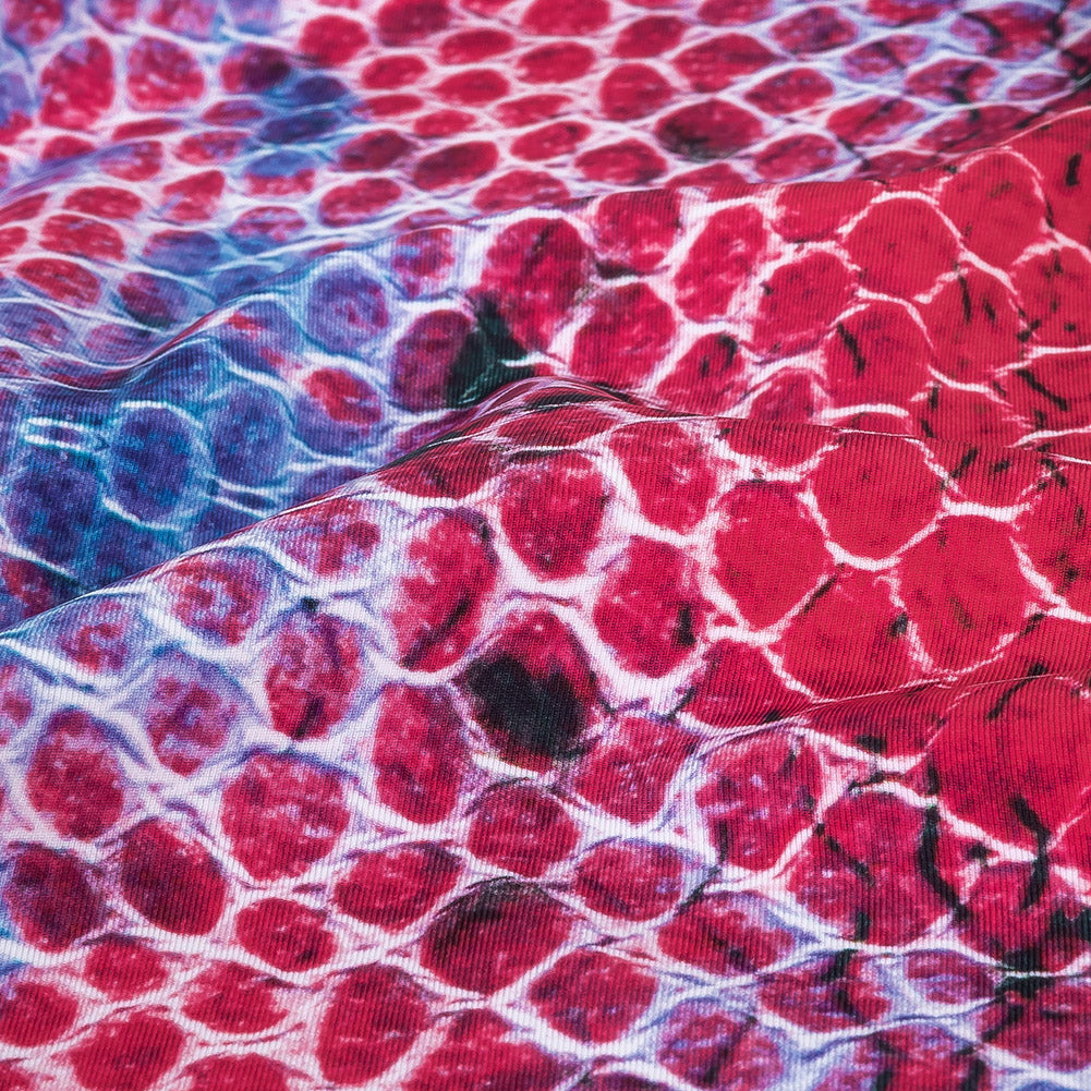 Compression Swimwear Tricot, UV Protective with Aloe Vera Microcapsules - Magenta and Blueberry Python - Caye Collection