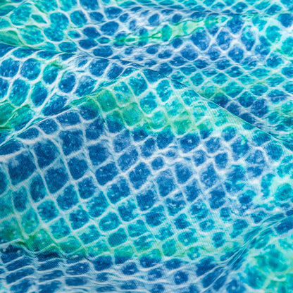 Traje de baño de compresión de tricot, con protección UV y microcápsulas de aloe vera - Azul y verde azulado pitón - Colección Caye