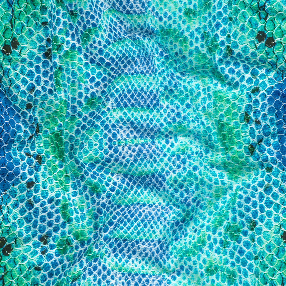 Compression Swimwear Tricot, UV Protective with Aloe Vera Microcapsules - Blue and Teal Python - Caye Collection