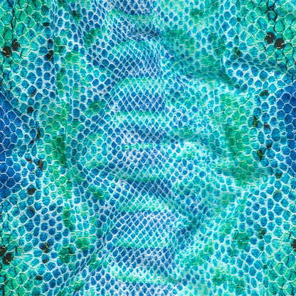 Compression Swimwear Tricot, UV Protective with Aloe Vera Microcapsules - Blue and Teal Python - Caye Collection