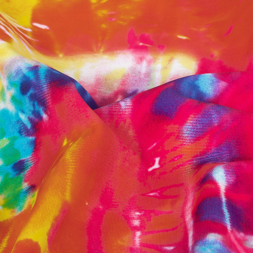 Compression Swimwear Tricot, UV Protective with Aloe Vera Microcapsules - Yellow and Pink Splash Tie Dye - Caye Collection - Detail