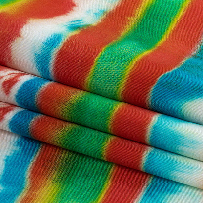 Traje de baño de compresión de tricot, con protección UV y microcápsulas de aloe vera - Rayas tie-dye naranjas, verdes y azules - Colección Caye