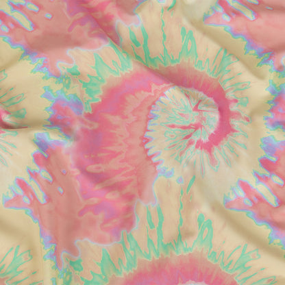 Compression Swimwear Tricot, UV Protective with Aloe Vera Microcapsules - Yellow, Pink and Orange Soft Swirls Tie Dye - Caye Collection