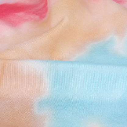 Compression Swimwear Tricot, UV Protective with Aloe Vera Microcapsules - Orange, Pink and Blue Tie Dye - Caye Collection