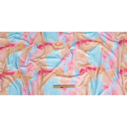 Compression Swimwear Tricot, UV Protective with Aloe Vera Microcapsules - Orange, Pink and Blue Tie Dye - Caye Collection