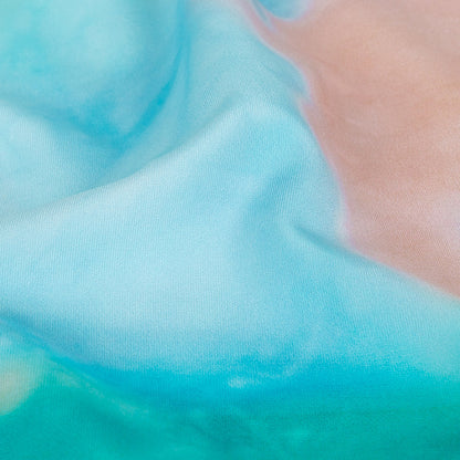 Traje de baño de compresión de tricot, con protección UV y microcápsulas de aloe vera - Estampado tie-dye azul, verde y naranja - Colección Caye