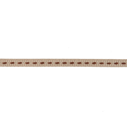 Tan Grosgrain Ribbon with Brown Stitching - 0.25" Detail