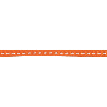 Dragon Fire Grosgrain Ribbon with Lucent White Stitching - 0.25" Detail