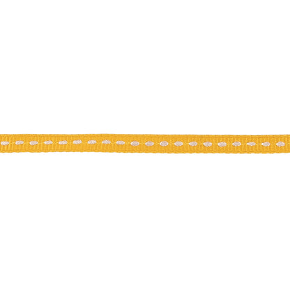 Golden Yellow Grosgrain Ribbon with Bright White Stitching - 0.25" Detail