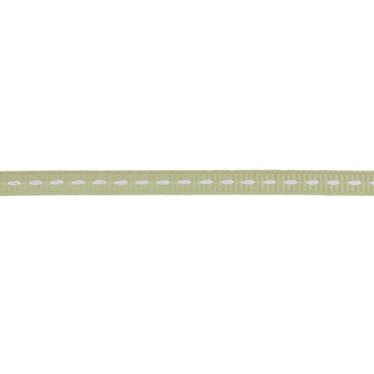 Alfalfa Grosgrain Ribbon with Bright White Stitching - 0.25" Detail
