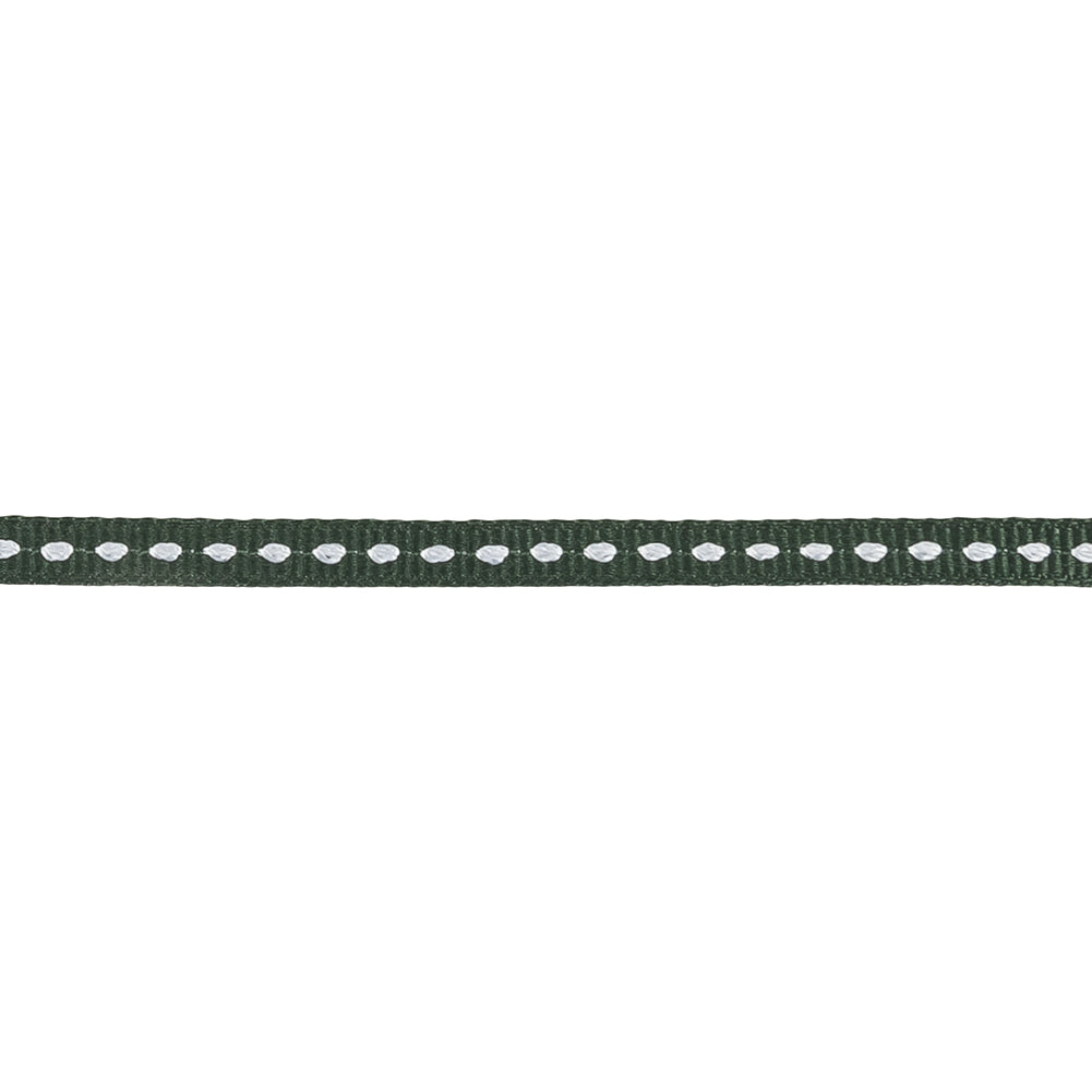 Mountain View Grosgrain Ribbon with Bright White Stitching - 0.25" Detail