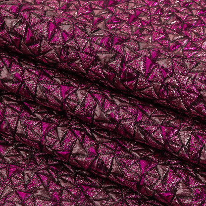 Mood Exclusive Metallic Fuchsia and Corsage Pink Tactile Triangles Luxury Brocade Folded