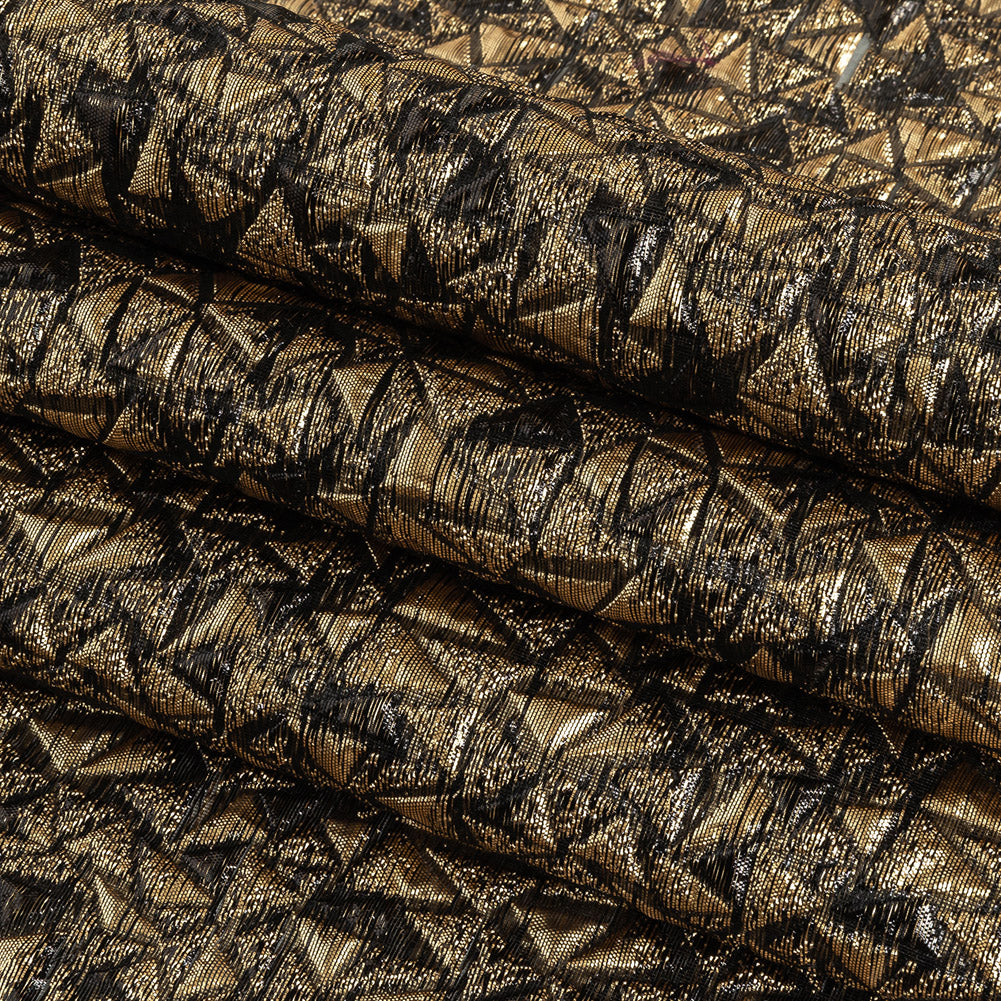 Mood Exclusive Metallic Gold and Black Tactile Triangles Luxury Brocade Folded
